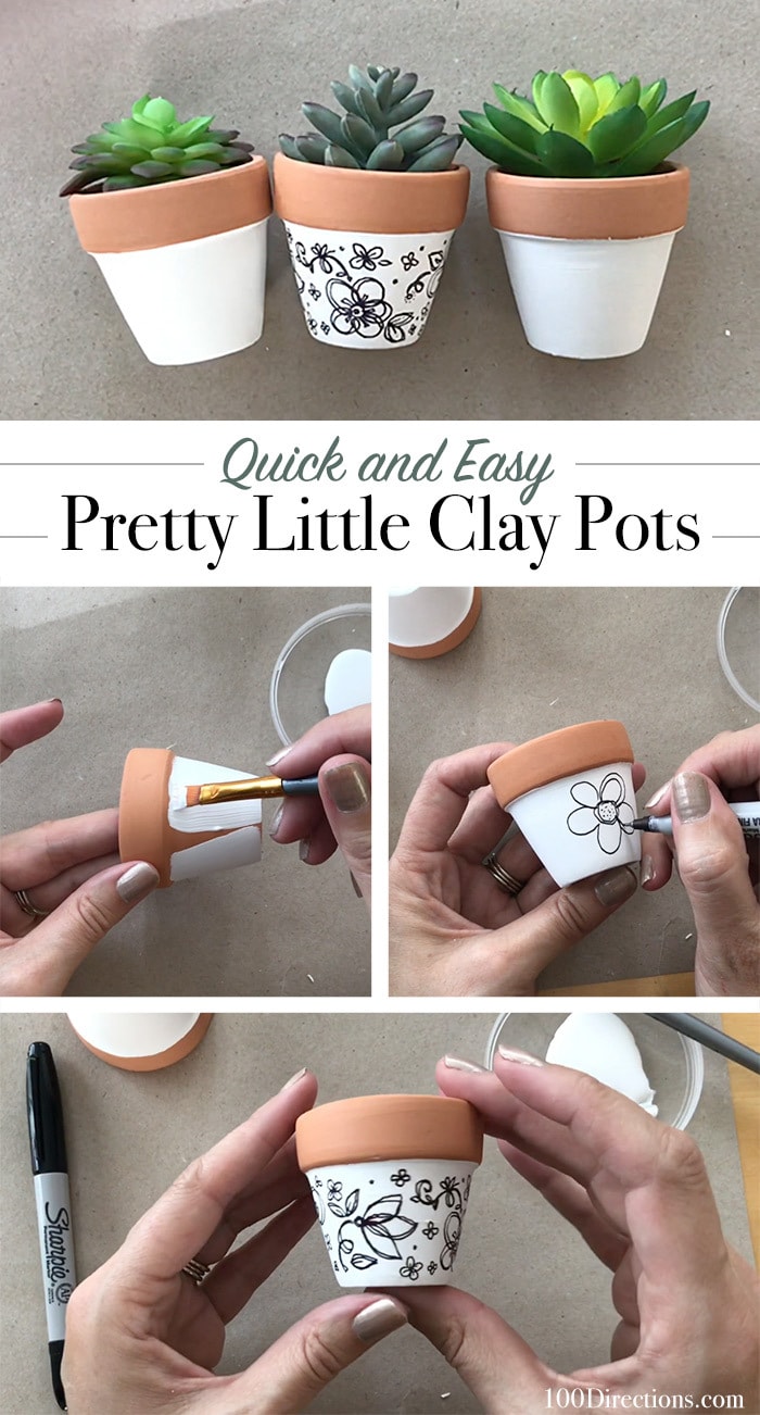 How to decorate your own mini clay pots with hand-drawn art