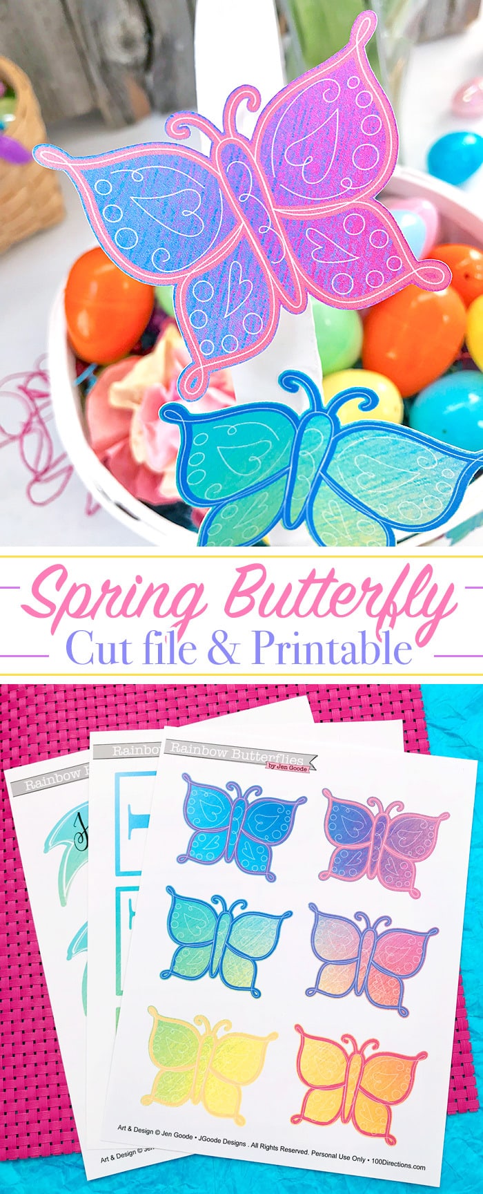Butterfly printable art and cut file by Jen Goode