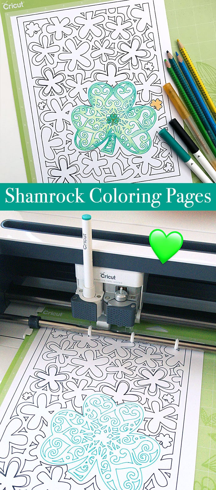 Create your own Shamrock Coloring Page with Your Cricut - designed by Jen Goode
