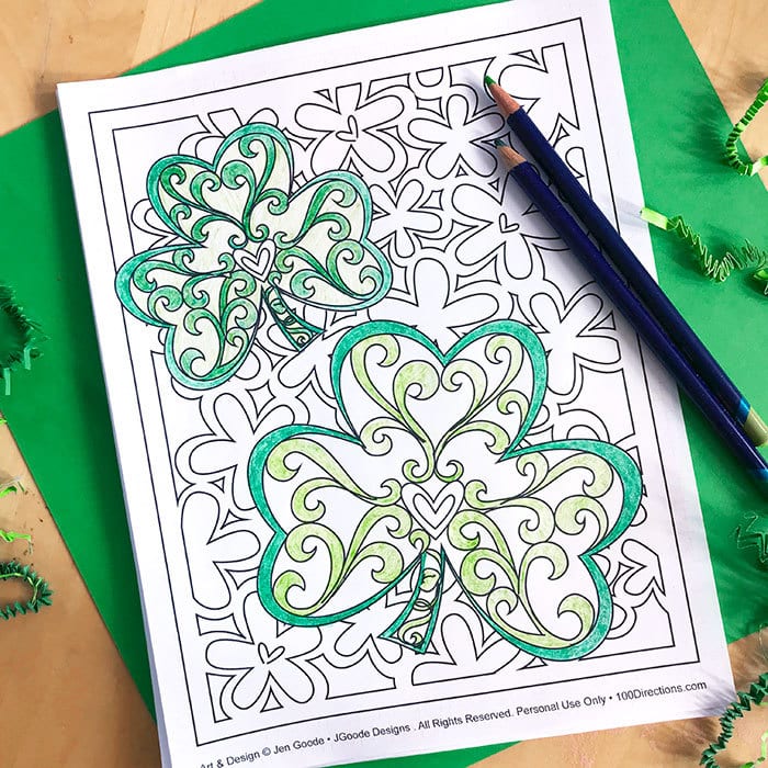 Shamrock Coloring Pages 100 Directions