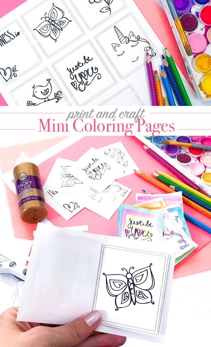 print and craft with mini coloring pages designed by Jen Goode