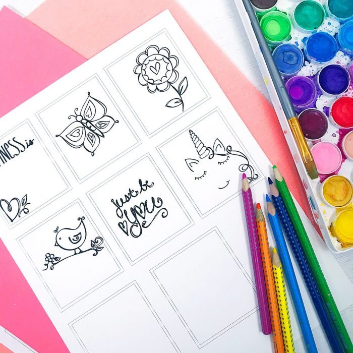 Mini coloring pages for cute crafting - designed by Jen Goode