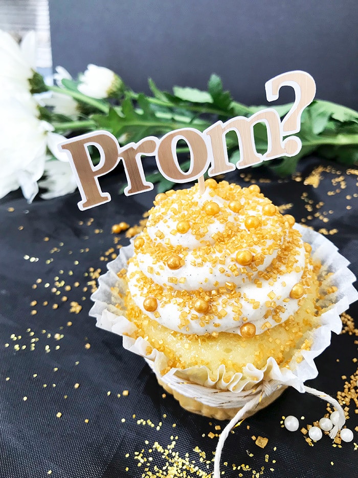 Make a cupcake with Prom? word art for your prom proposal