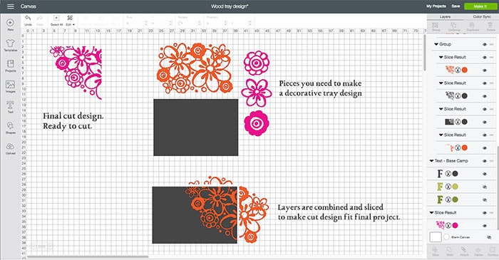 Cricut Design Space setup for wood tray decor vinyl design by Jen Goode