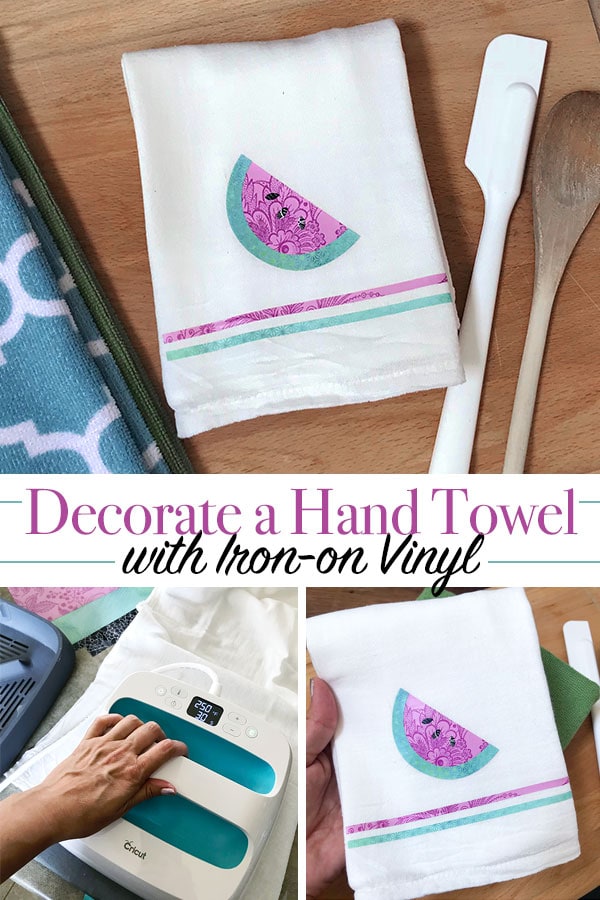 Use iron-on vinyl to decorate a hand towel