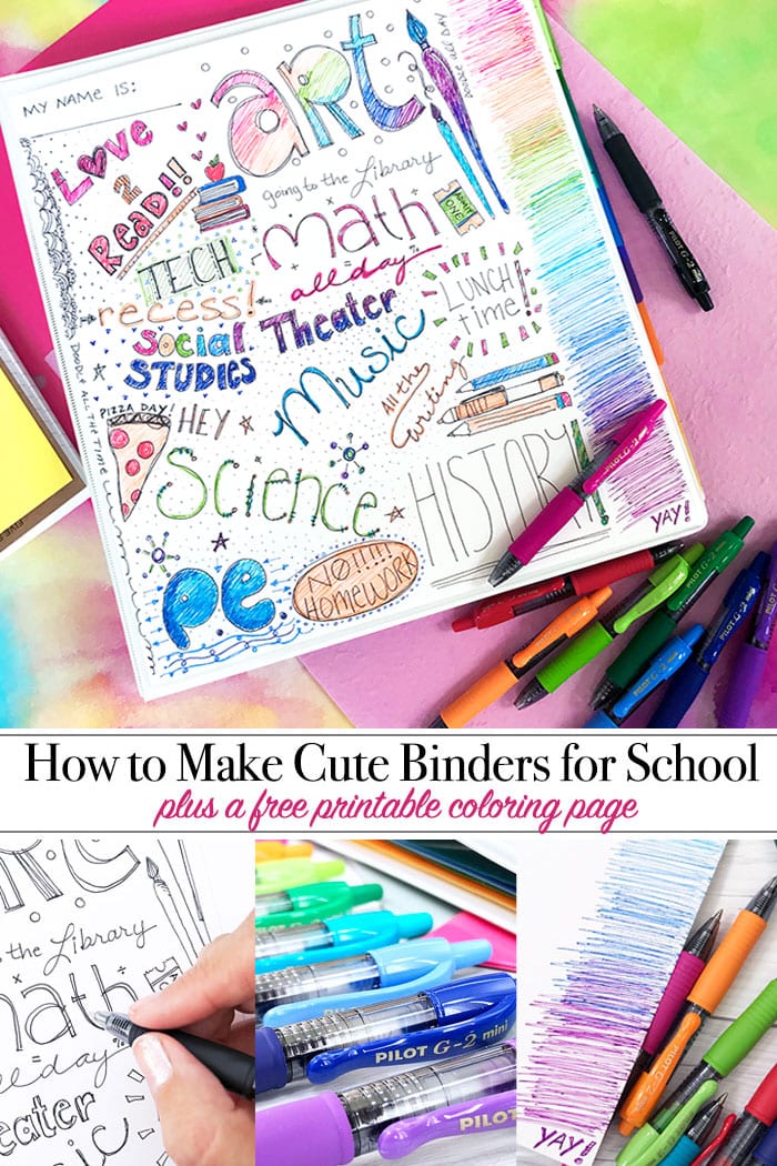 Make cute binders for school. Learn how to use G2® Pens by Pilot Pen to create colorful doodle designs to personal school supplies. [ad] #PowerToThePen #PilotYourLife Design by Jen Goode