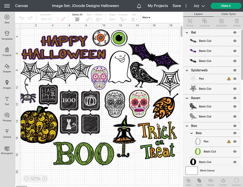 Halloween images in Cricut Design Space by Jen Goode