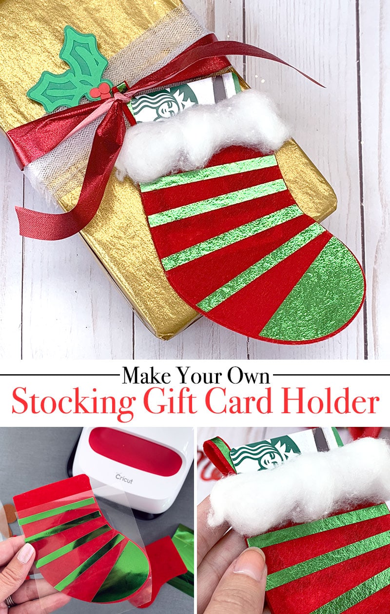 Make a mini stocking gift card holder in just minutes. This is a cute Cricut Craft designed by Jen Goode