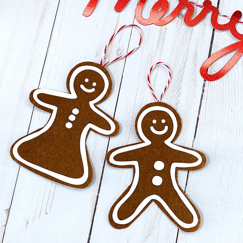 DIY Gingerbread people ornaments - easy Christmas craft with your Cricut - designed by Jen Goode