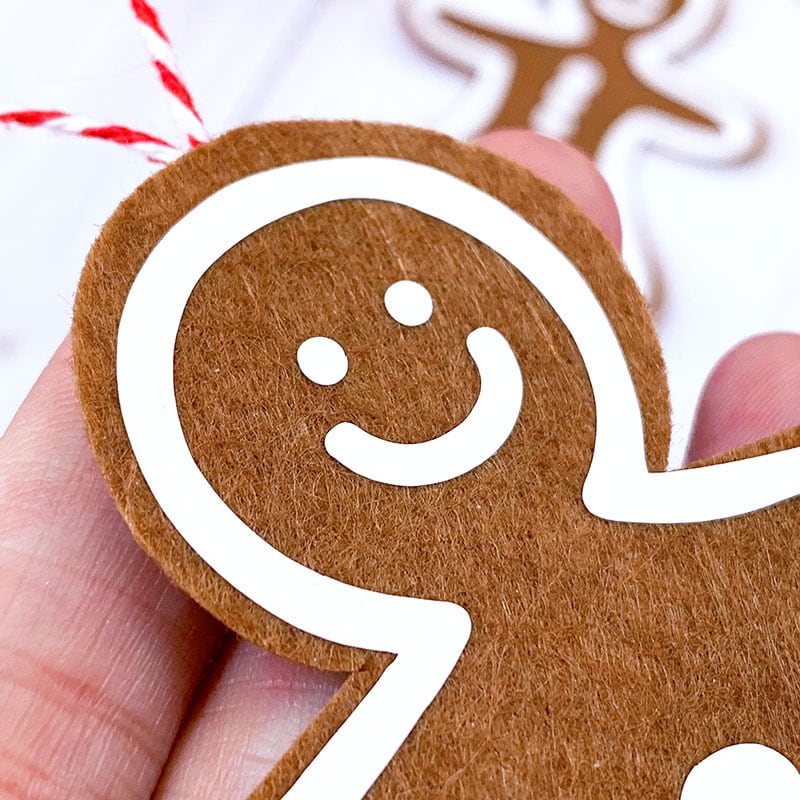 Iron-on vinyl makes quick Cricut crafts - cute gingerbread man ornament designed by Jen Goode