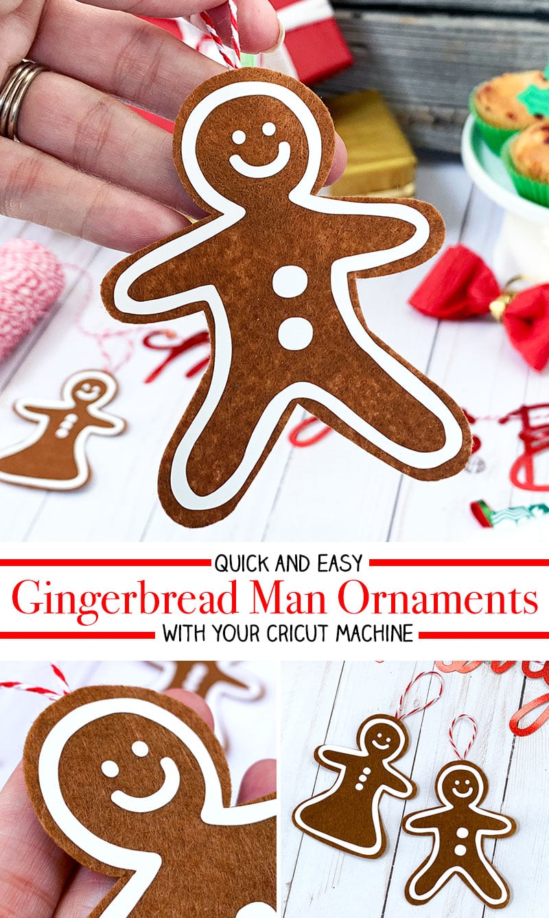 Make your own Christmas ornaments with felt and iron-on vinyl - these cute gingerbread man ornaments are fast to make. Designed by Jen Goode