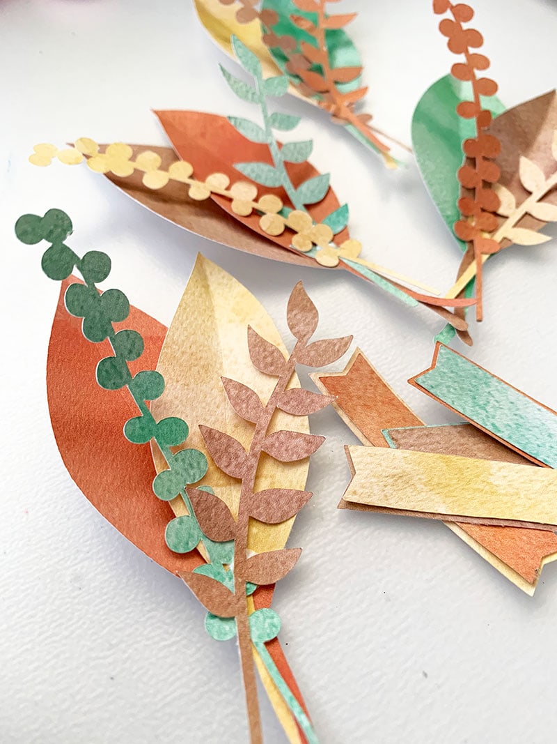 Paper leaf bundles make pretty Thanksgiving decor