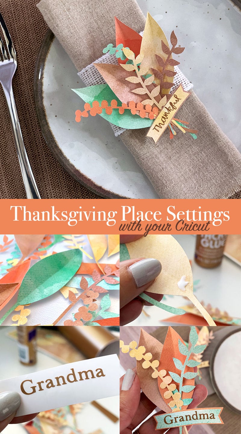 Make pretty Thanksgiving Place Setting Decorations with your Cricut - Free SVG design by Jen Goode