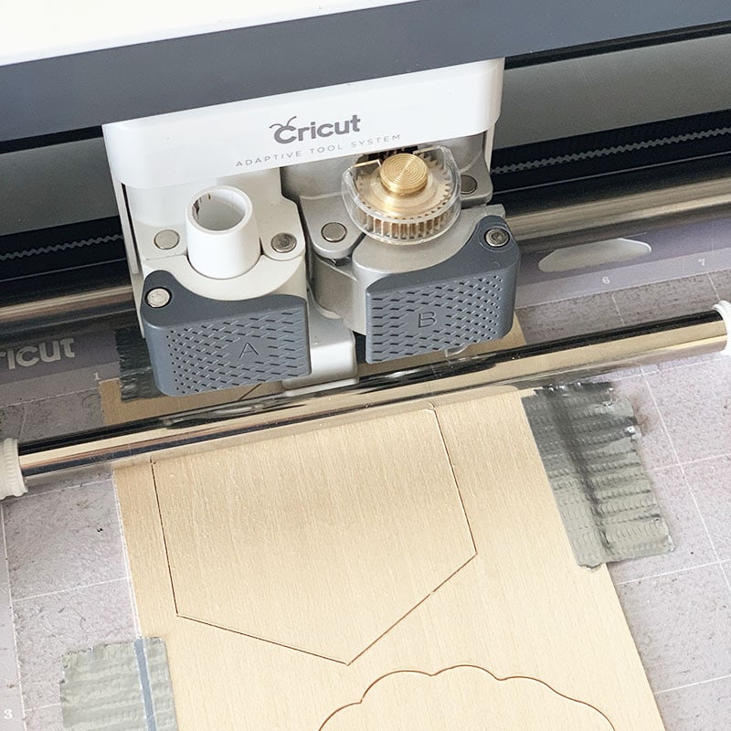 Cricut Maker cutting basswood