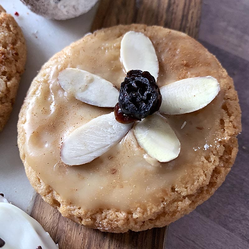 Maple Butter and almond decorated sugar cookie