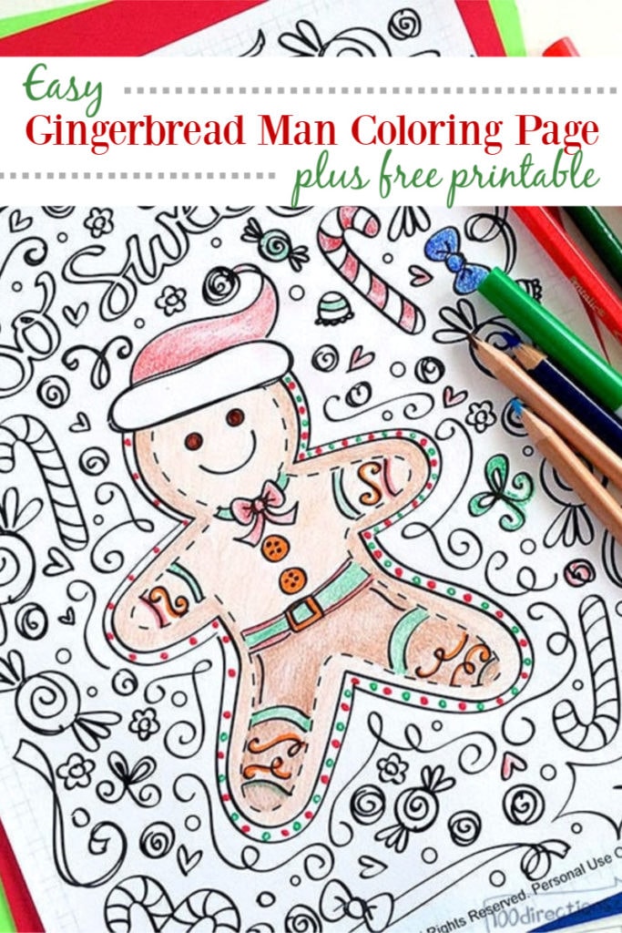 gingerbread man coloring page  100 directions