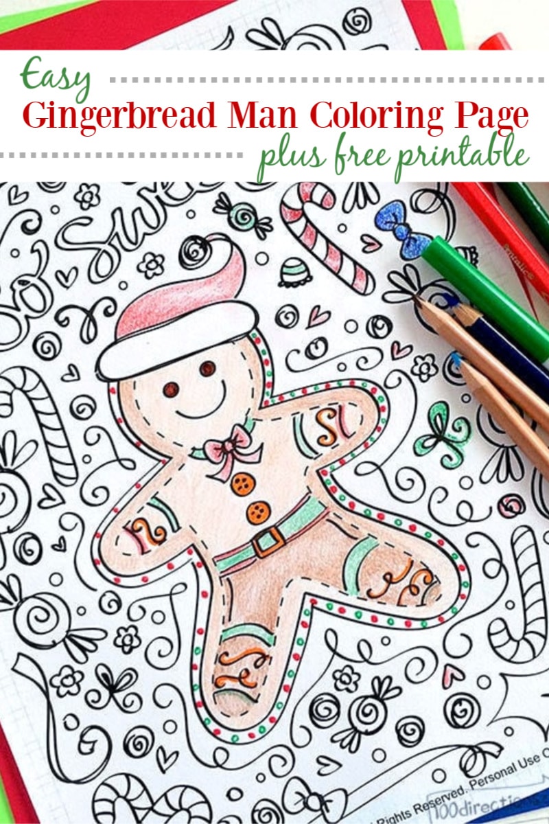 Printable gingerbread man coloring page by Jen Goode