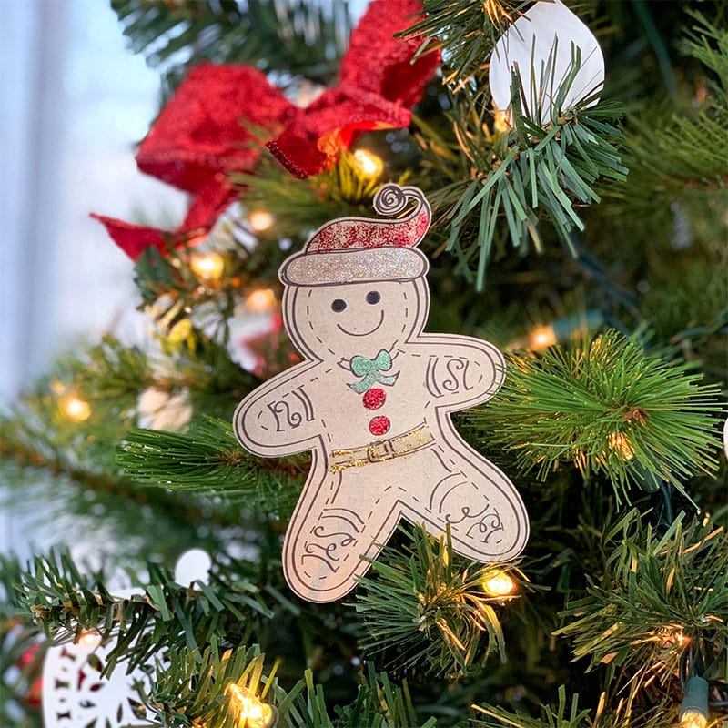 Gingerbread man printable tree decoration