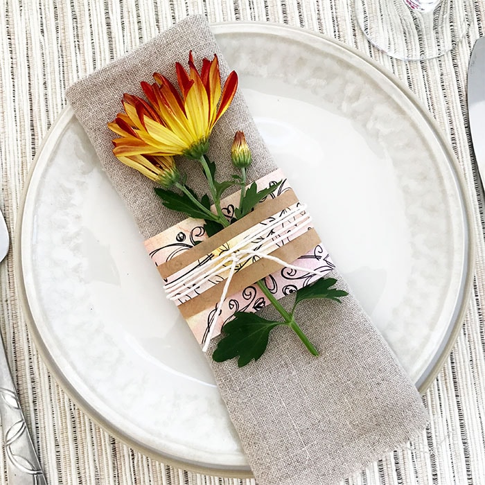 fresh flower place setting - using printables designed by Jen Goode