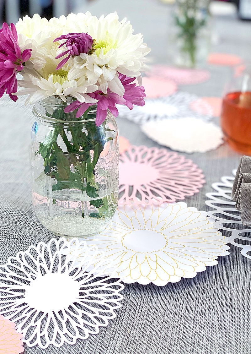 Mother's Day brunch flower table runner design by Jen Goode