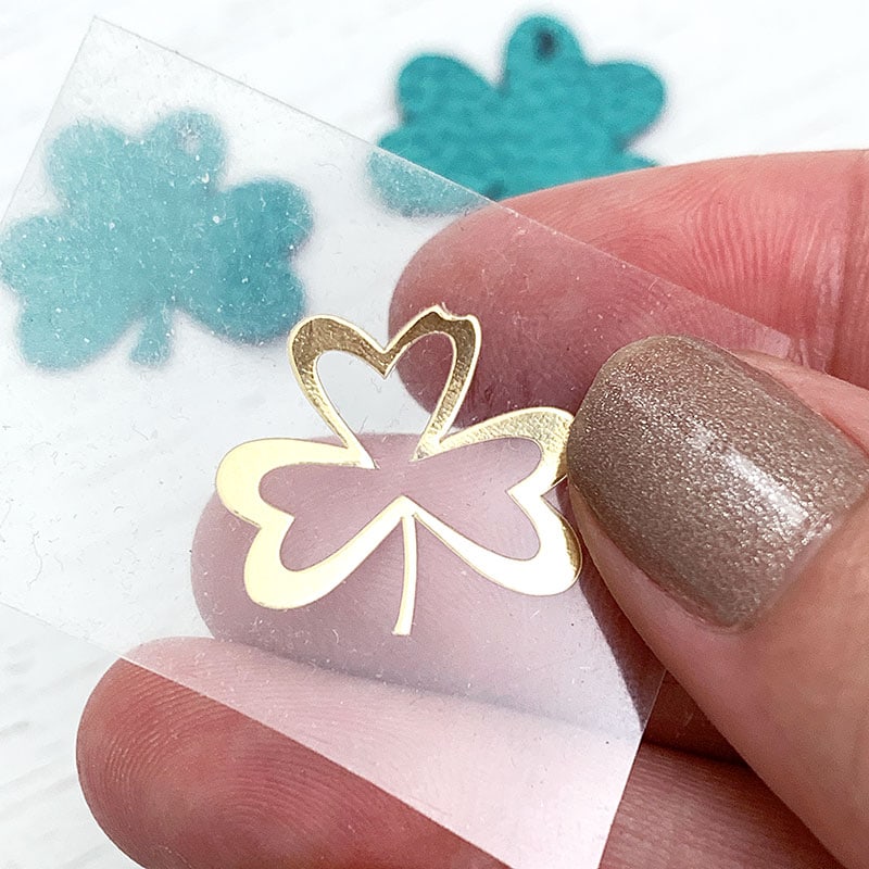 Cut out foil vinyl to accent your DIY Shamrock necklace