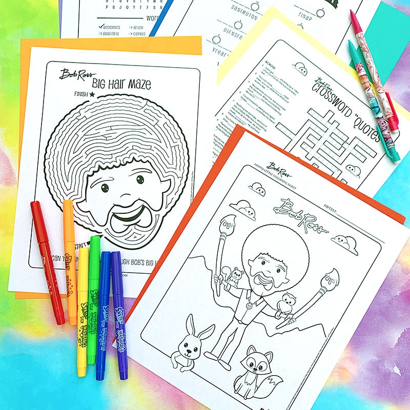 Free Bob Ross activity sheets