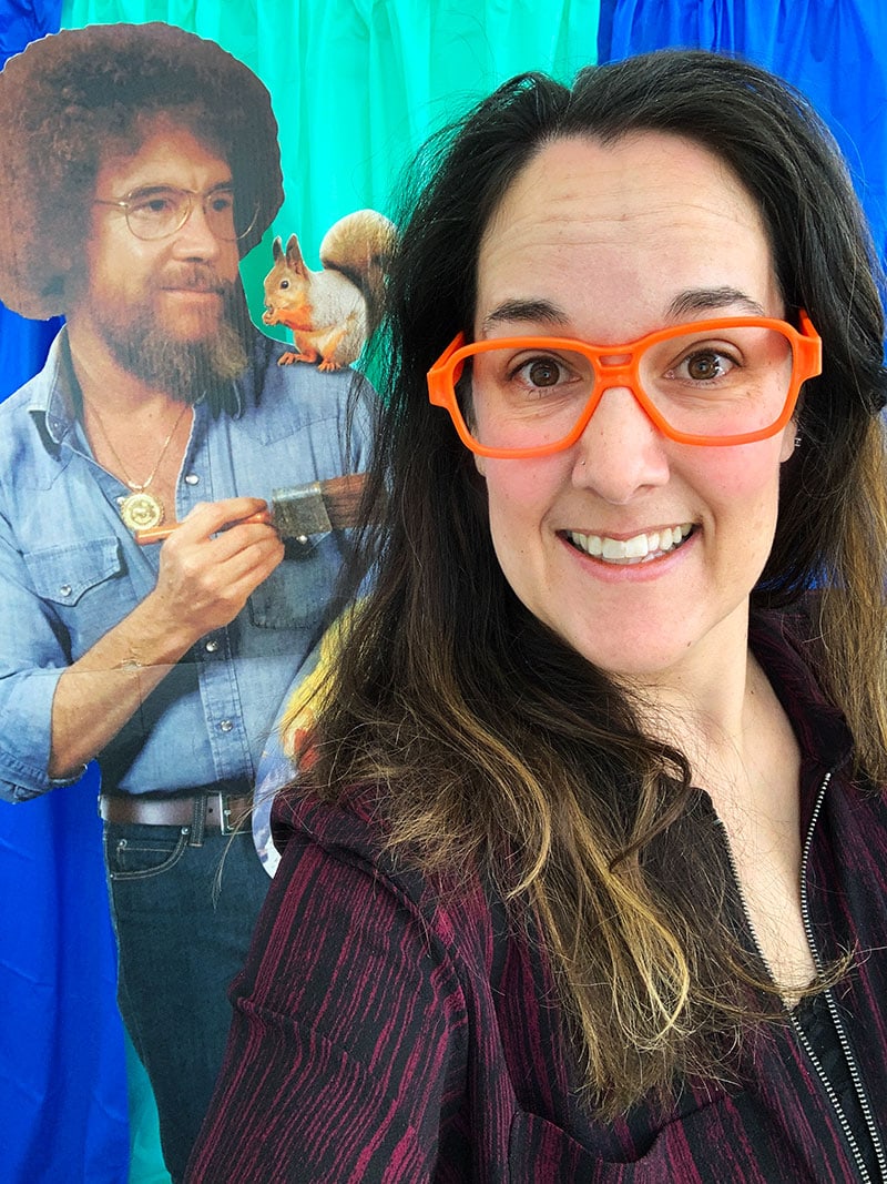Fun with a life-sized Bob Ross photo prop from Prime Party