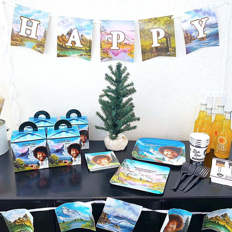 Party supply display for your Bob Ross party guests
