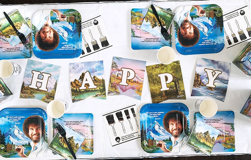 How to host a creative & fun Bob Ross painting party on a budget