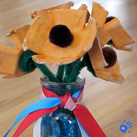 Egg Carton Poppy Bouquet craft for kids