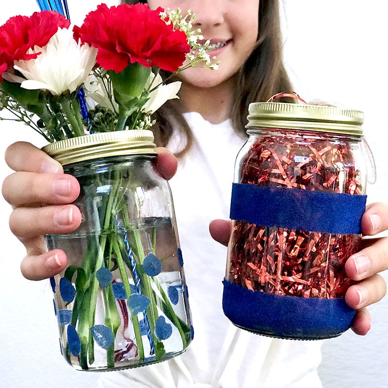 DIY July 4th jars with Crayola Play Sand