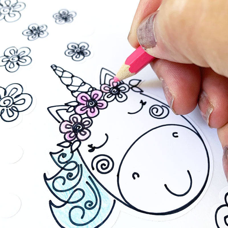 Make unicorn stickers with your Cricut machine and then have fun coloring