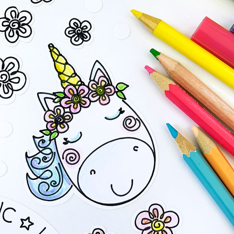 Unicorn Coloring Stickers