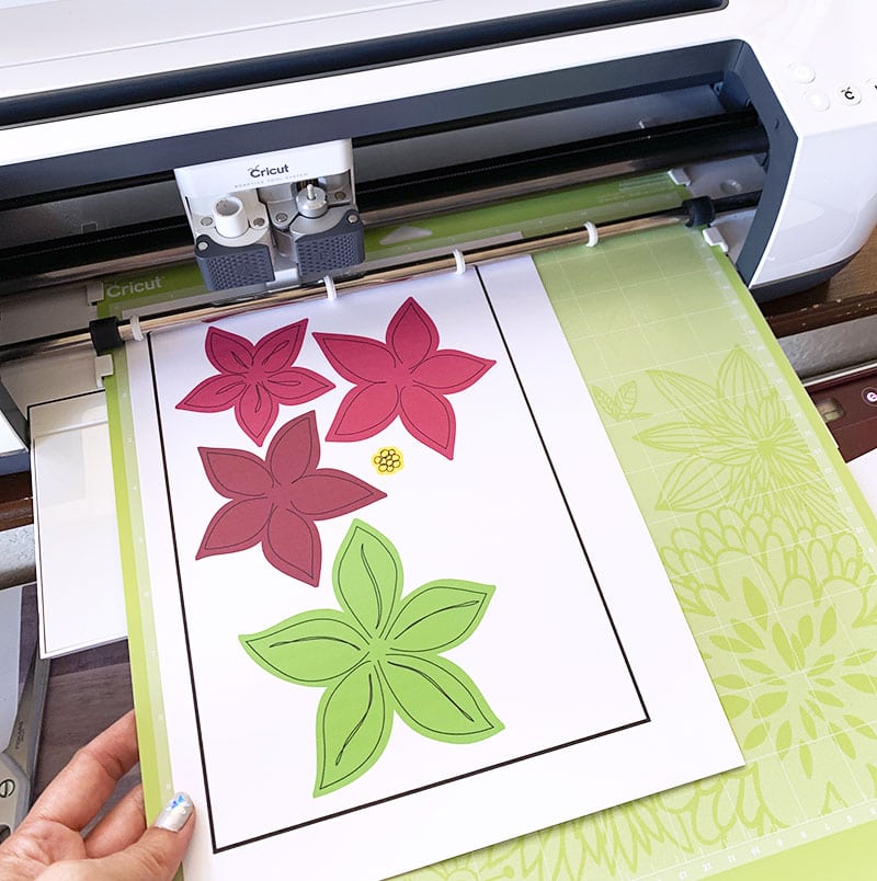 Print and then cut the flower design layers from Cricut Design Space