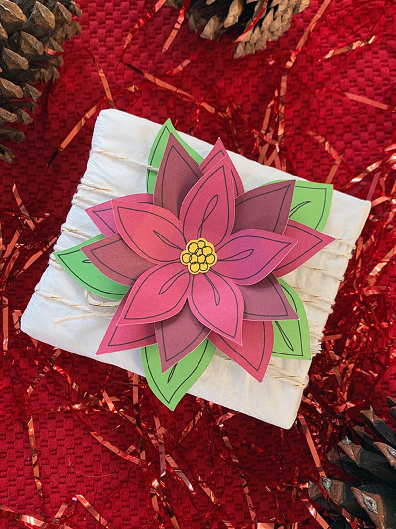 Paper Flower Christmas gift topper - design by Jen Goode