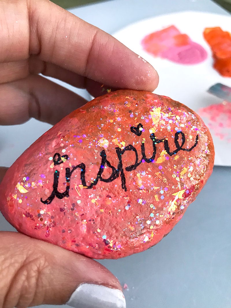 How to Make Glitter Word Art Painted Rocks 100 Directions