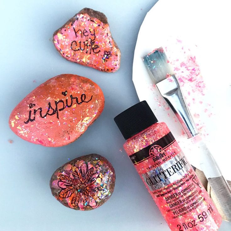 How to Make Glitter Word Art Painted Rocks 100 Directions