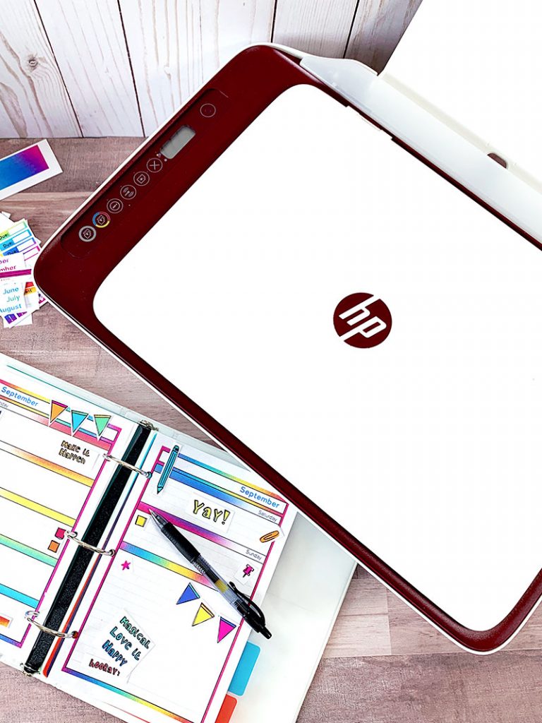 Printing planner pages and stickers is easy with the HP DeskJet 2636 All-in-One Printer at Walmart