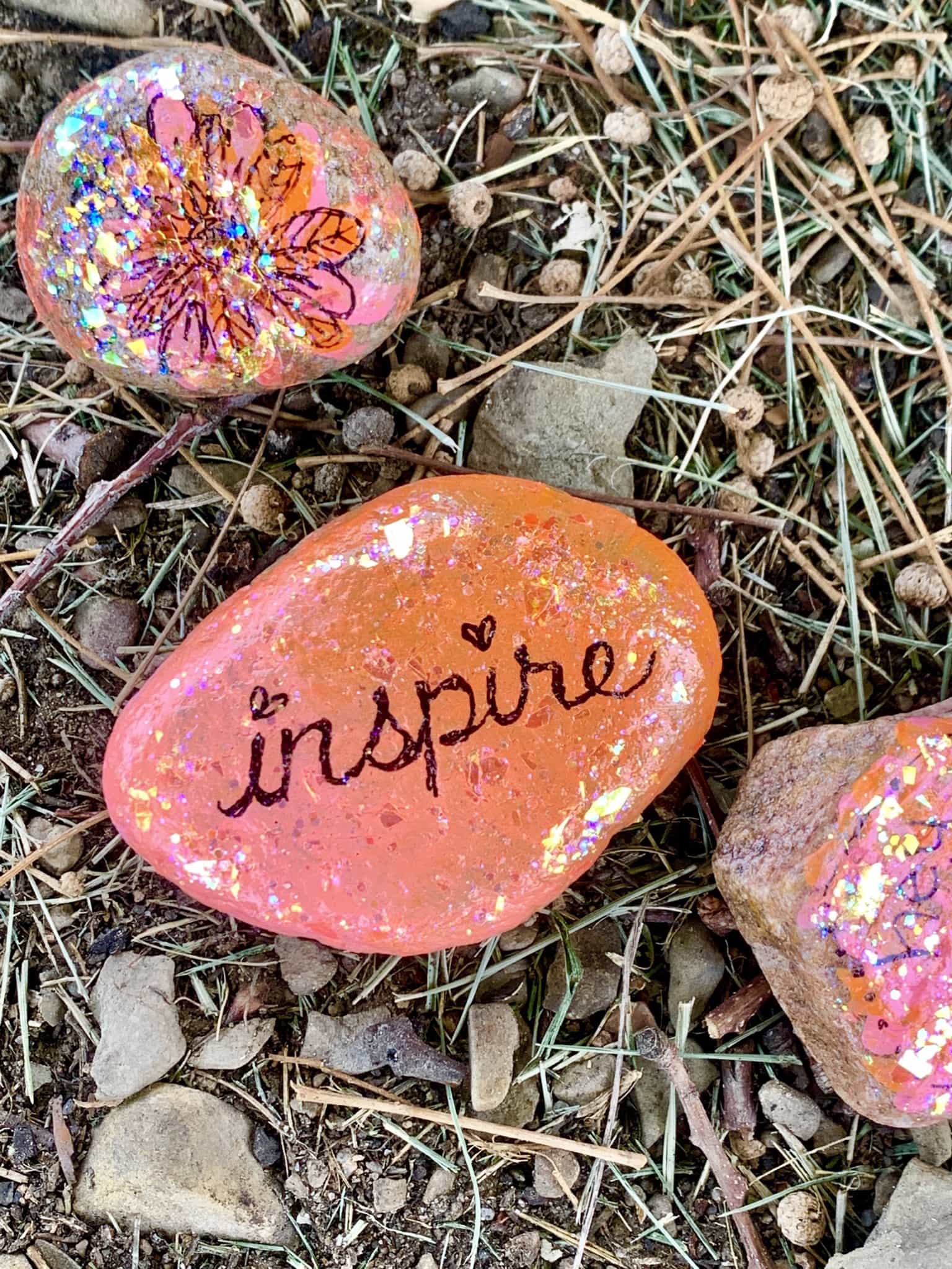 Make your own glitter word art painted rock by Jen Goode