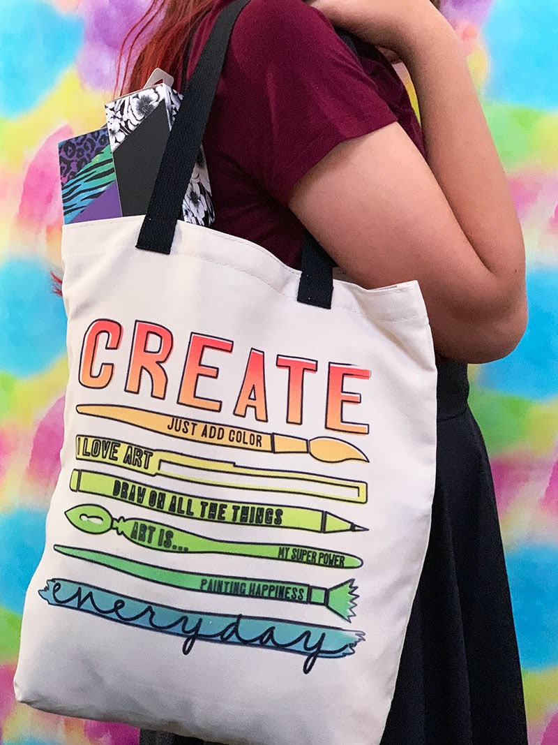 Make your own fun art tote bag with Cricut Infusible Ink - designed by Jen Goode