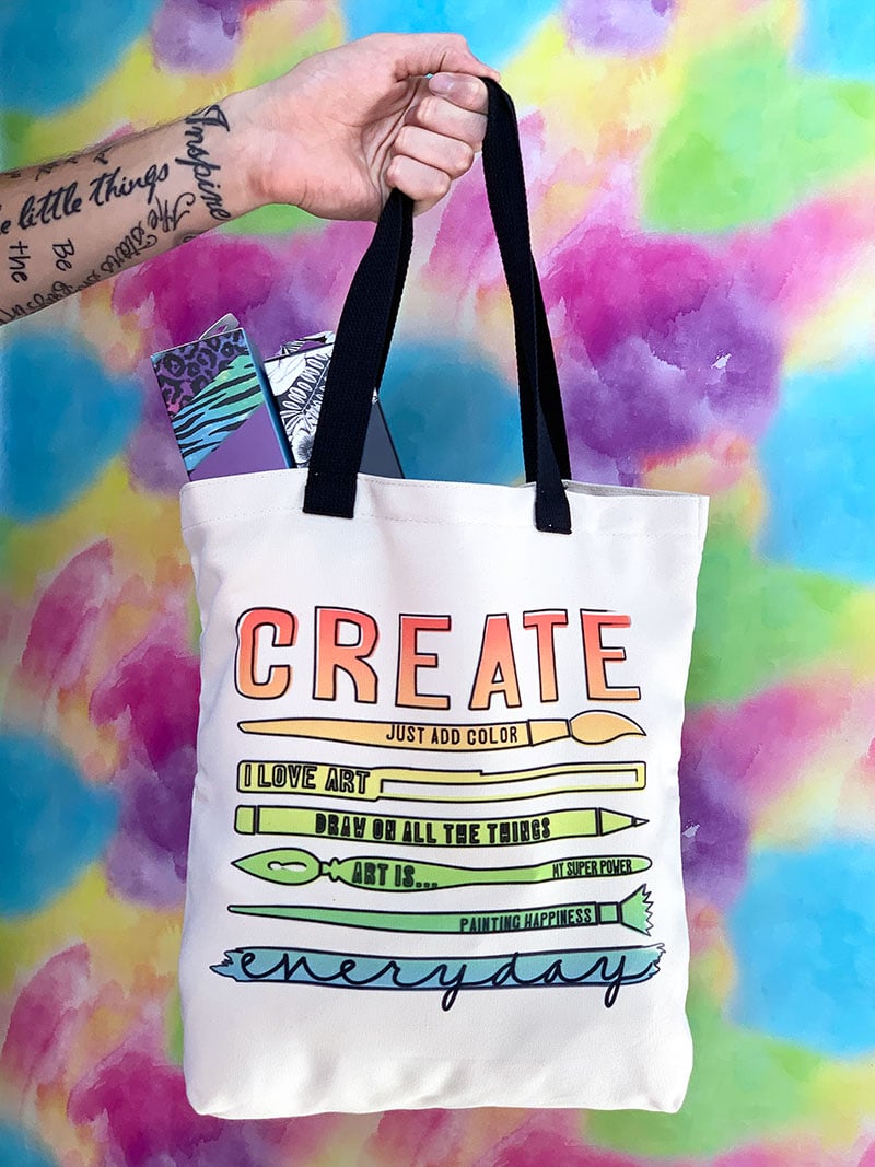 Make your own fun art tote bag with Cricut Infusible Ink - designed by Jen Goode