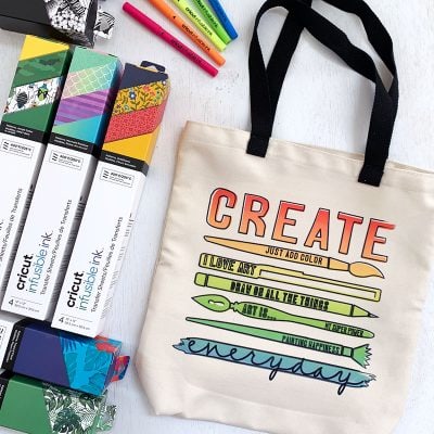 Make your own fun art tote bag with Cricut Infusible Ink - designed by Jen Goode