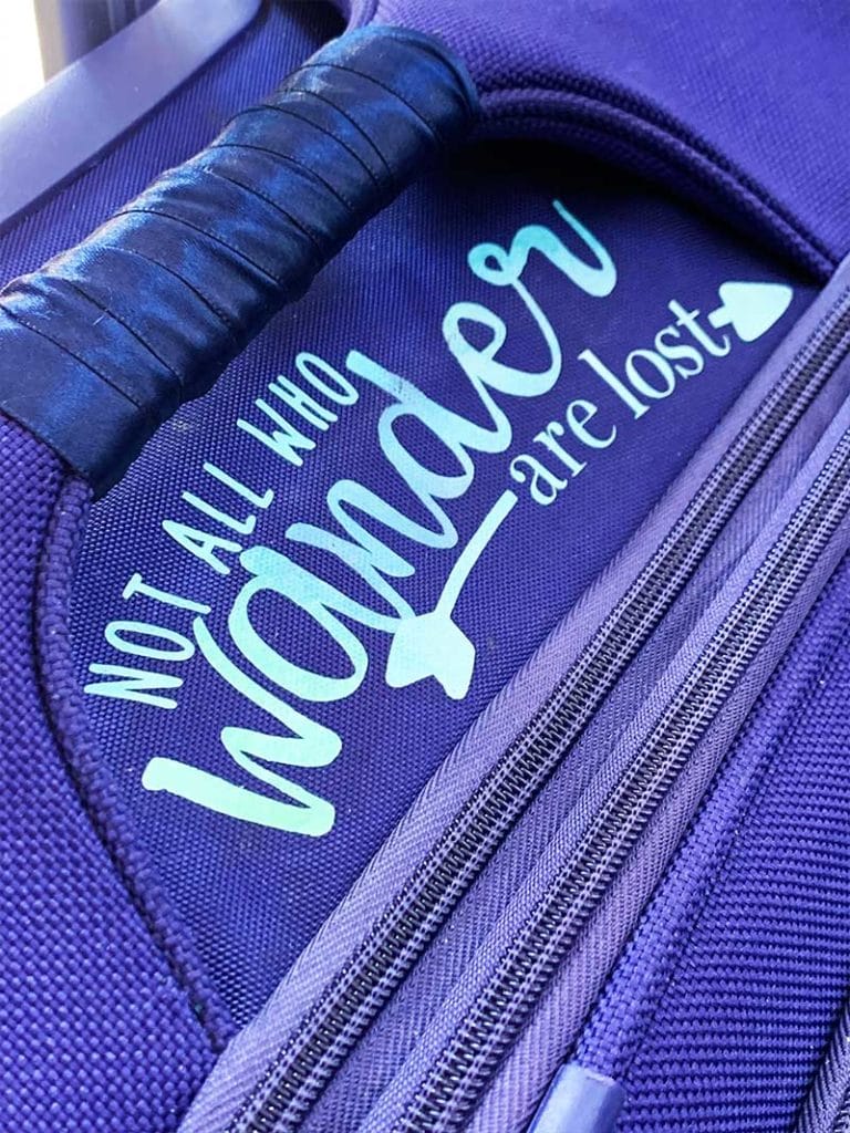 Not all who Wander are Lost - perfect word art to personalize your Luggage