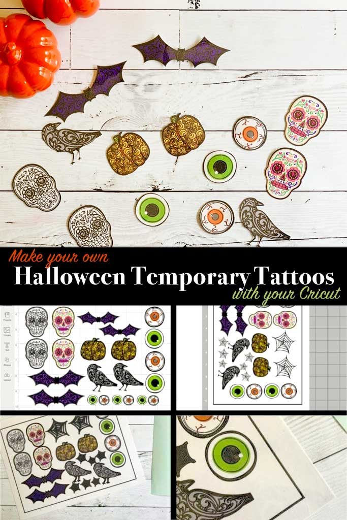 Make your own Halloween temporary tattoos with your Cricut. This fun Halloween project can be created for Halloween parties and group activities or even to hand out as Halloween treats.