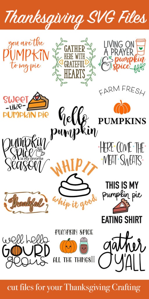 Thanksgiving SVG cut files for your craft projects