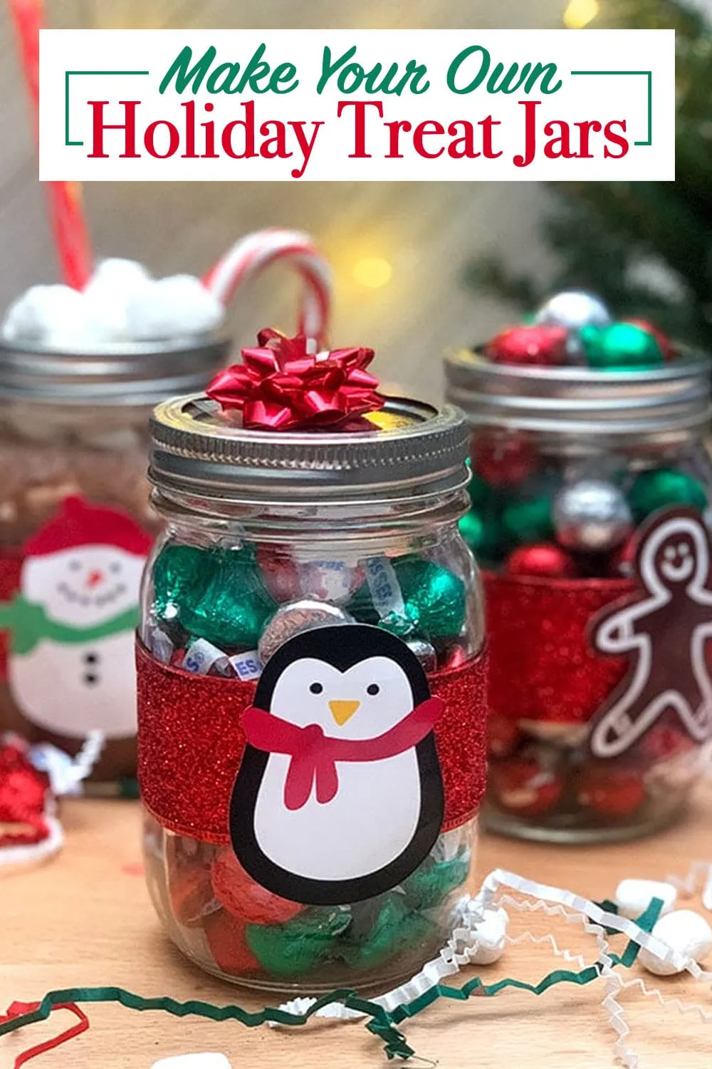 DIY Holiday Treat Jars with cute characters designed by Jen Goode