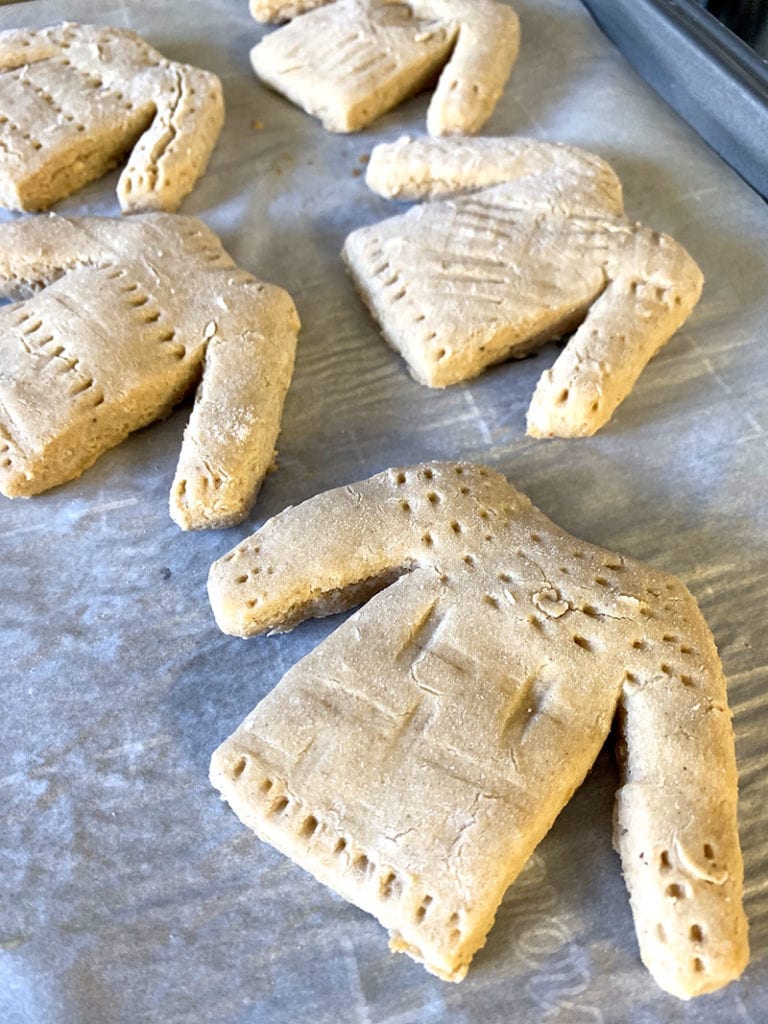 Bake shortbread and let cool before decorating
