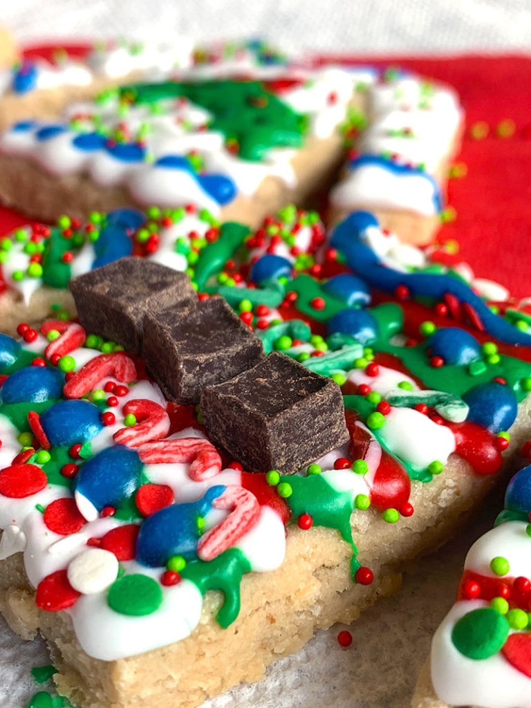 Pile on the candy and sprinkles when making decorated ugly sweater cookies