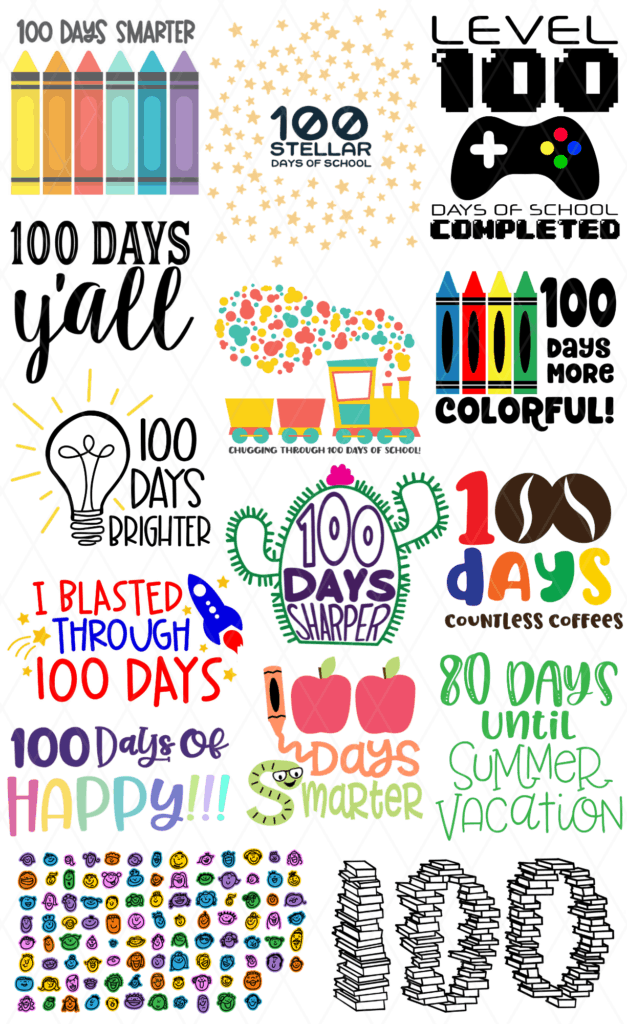 100th day of school cut files for your Cricut
