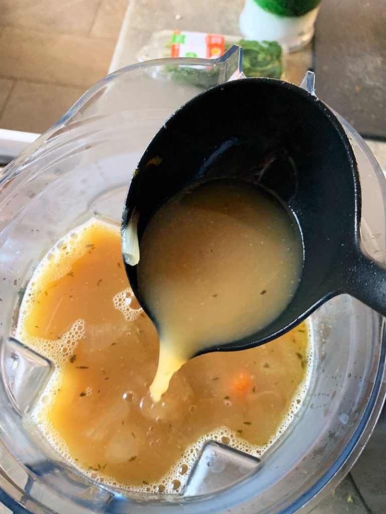 Blend all cooked soup ingredients in a blender